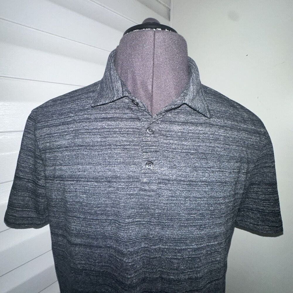 Michael Kors Mens XL Polo Heathered Gray Striped Standard Fit Classic Casual